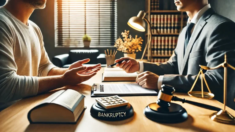 Person preparing questions to ask a bankruptcy attorney during a consultation